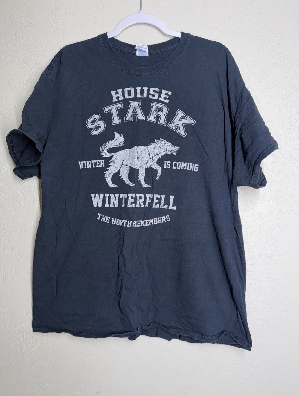 Game of Thrones House Stark Winterfell Graphic T-Shirt XL Black Gildan